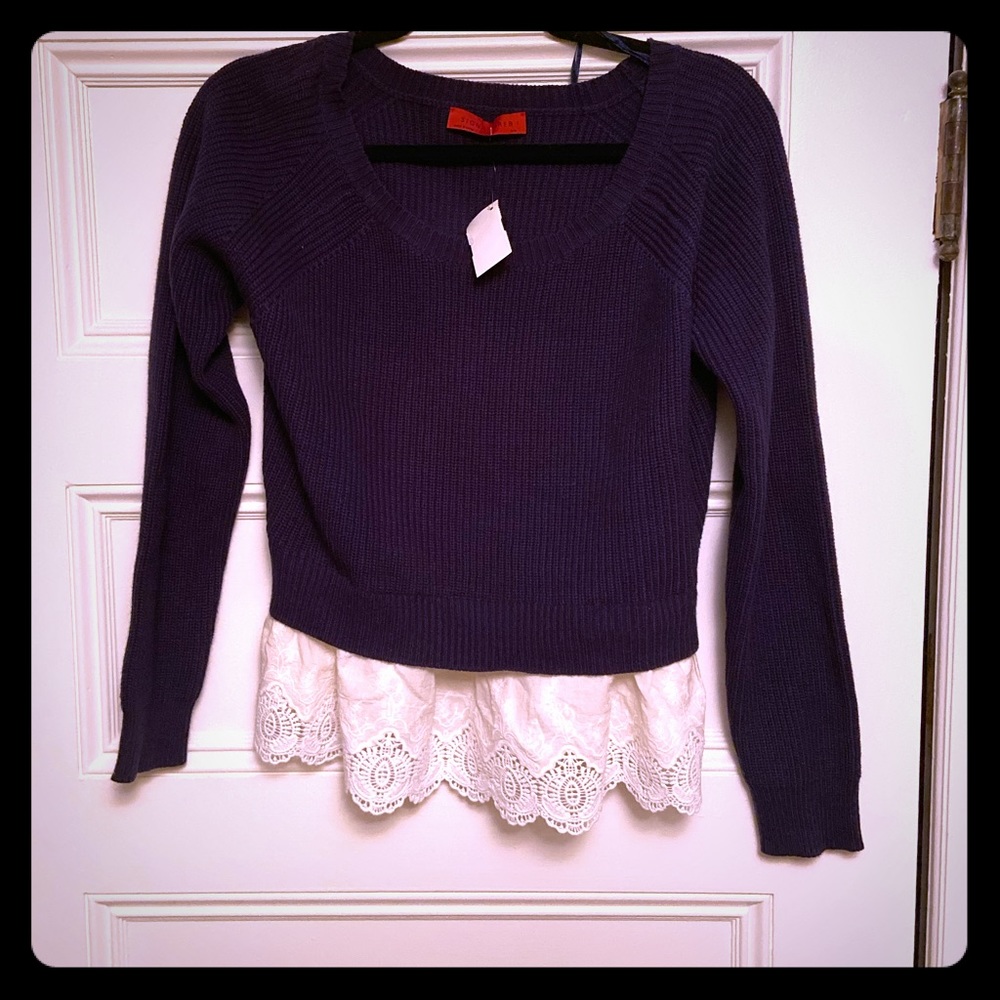 Navy Sweater with white underlay